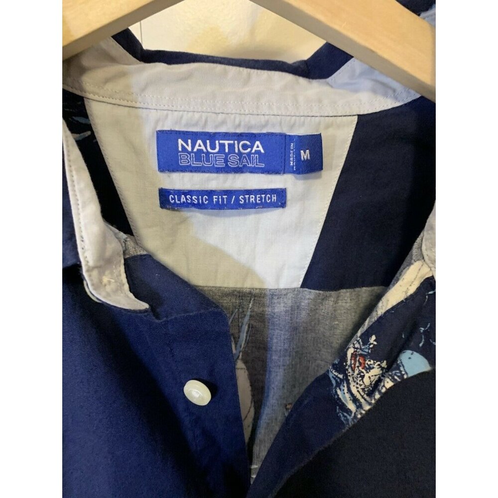 Vintage Nautica Blue Sail ALL OVER PRINT Sailing Shirt Men’s Sz‎ M - Picture 2 of 8